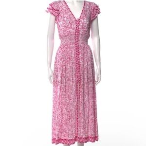 Poupette Della Midi Long Dress Ruffle Floral Summer Resortwear